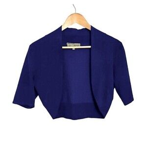 Donna Ricco Cropped Cardigan Women’s Small Periwinkle Blue Short Sleeve Y2K Twee